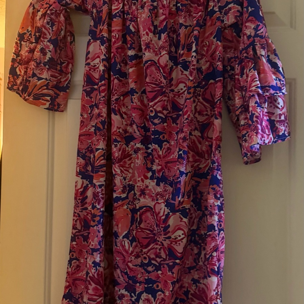 Floral ladies Dress - Pink and Blue knee length